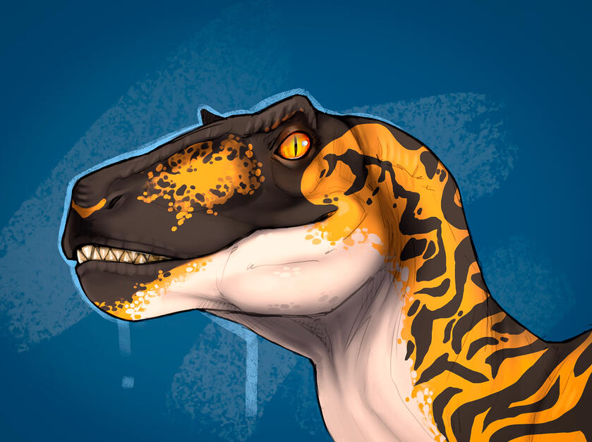 Colored dinosaur headshot sketch example